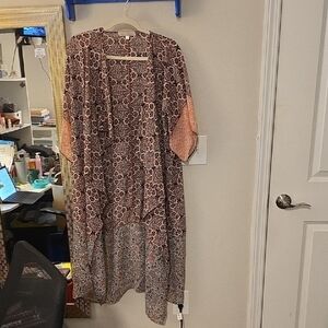 Penelope Mack Pink and Black Patterned Tunic Kimono